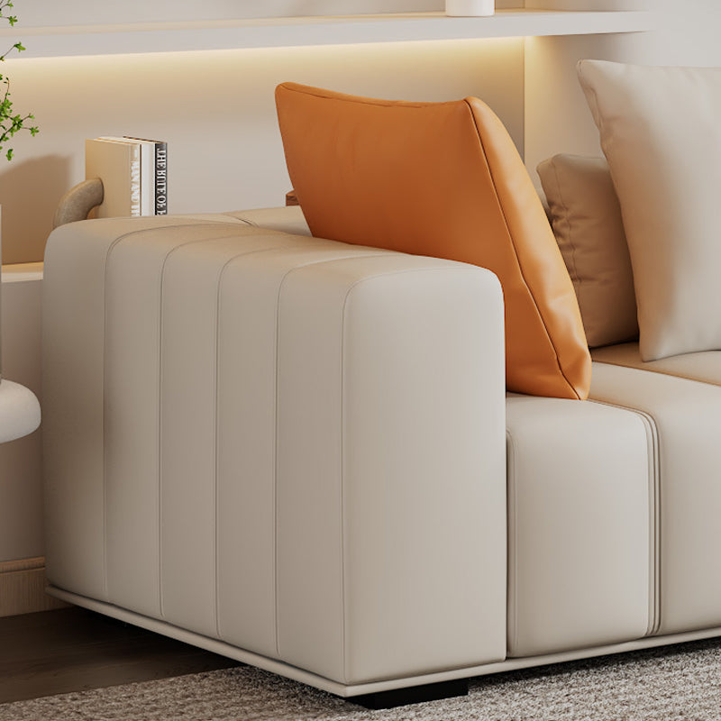 Soludo di divano scandinavo in pelle genuina sezionale con cuscini di consumo