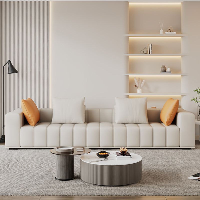 Soludo di divano scandinavo in pelle genuina sezionale con cuscini di consumo