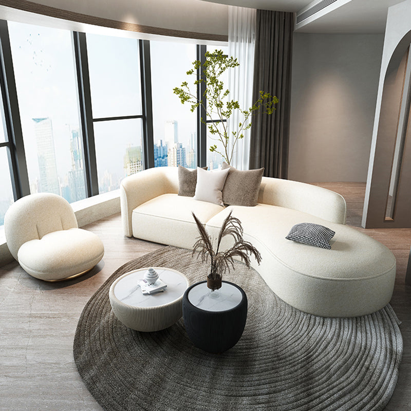 Faux in pelle scandinava di divano sezionale bianco resistente alle macchie