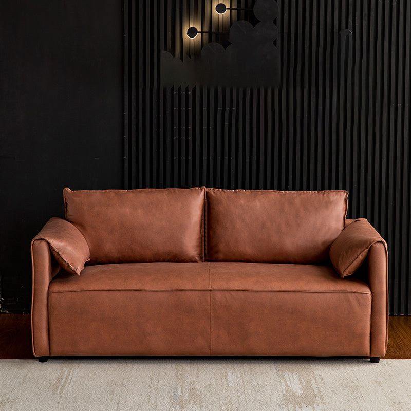 29.52" H Solid Color Faux Leather Sofa Wood Frame Pillow Top Arm Sofa