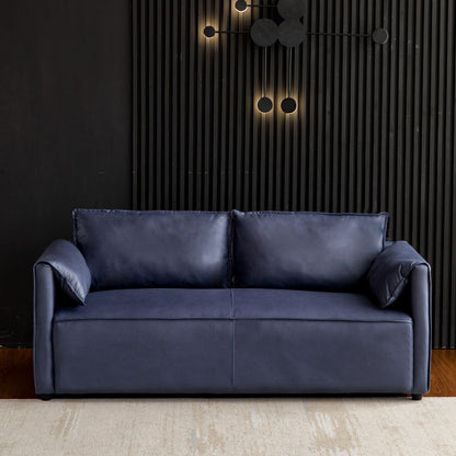 29.52" H Solid Color Faux Leather Sofa Wood Frame Pillow Top Arm Sofa