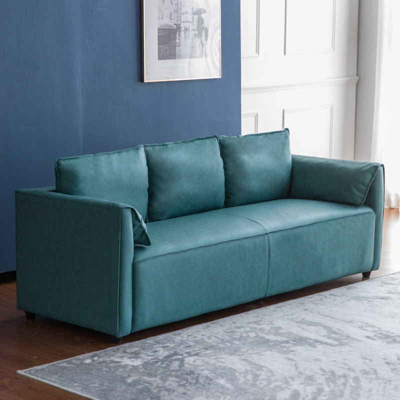 29.52" H Solid Color Faux Leather Sofa Wood Frame Pillow Top Arm Sofa