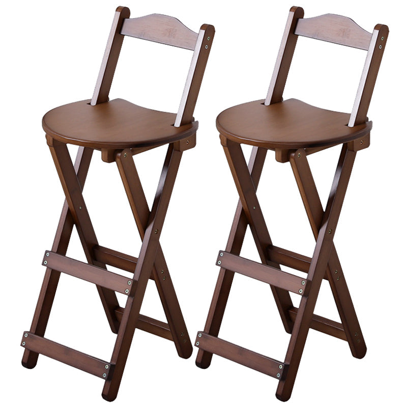 Solid Wood Dining Stools Contemporary Folding Bar Stools with Footrest Brown 2 Piece Set Counter Stool (24"H) Clearhalo 'Bar Furniture' 'Bar Stools' 'bar_stools' 'furn' 'furn_bar_stools' 'Furniture' 'Kitchen & Dining Furniture' 6768094