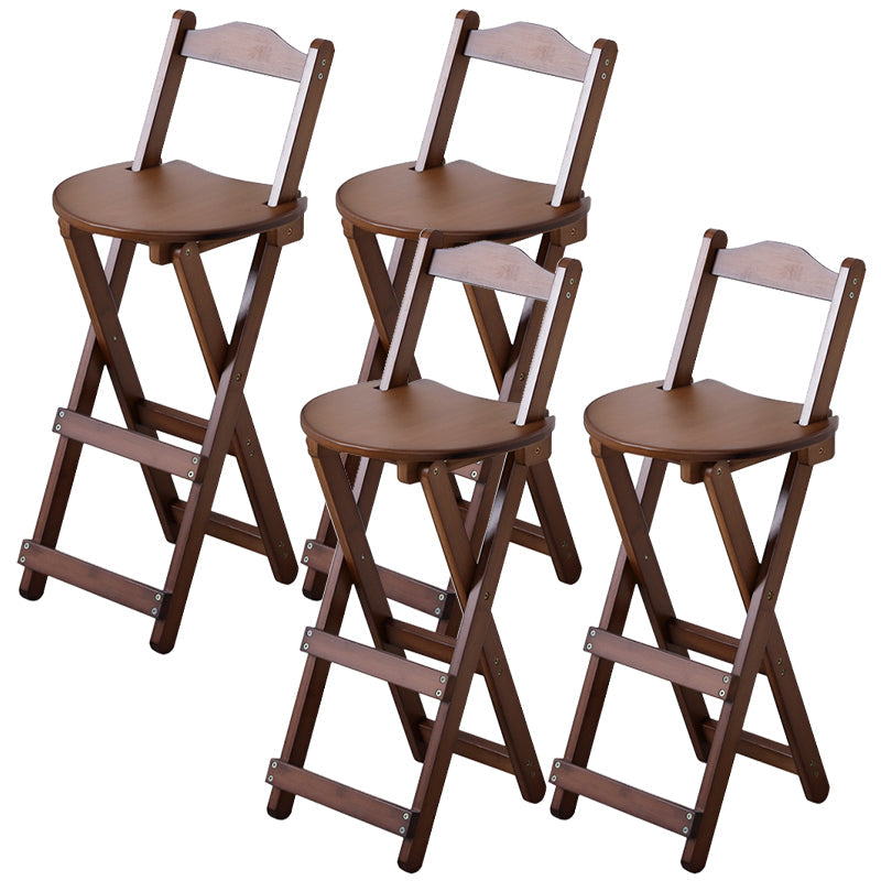 Solid Wood Dining Stools Contemporary Folding Bar Stools with Footrest Brown 4 Piece Set Counter Stool (24"H) Clearhalo 'Bar Furniture' 'Bar Stools' 'bar_stools' 'furn' 'furn_bar_stools' 'Furniture' 'Kitchen & Dining Furniture' 6768096