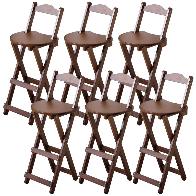 Solid Wood Dining Stools Contemporary Folding Bar Stools with Footrest Brown 6 Piece Set Counter Stool (24"H) Clearhalo 'Bar Furniture' 'Bar Stools' 'bar_stools' 'furn' 'furn_bar_stools' 'Furniture' 'Kitchen & Dining Furniture' 6768098