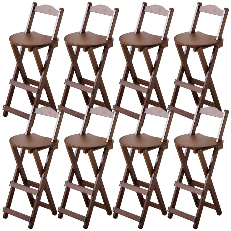 Solid Wood Dining Stools Contemporary Folding Bar Stools with Footrest Brown 8 Piece Set Counter Stool (24"H) Clearhalo 'Bar Furniture' 'Bar Stools' 'bar_stools' 'furn' 'furn_bar_stools' 'Furniture' 'Kitchen & Dining Furniture' 6768100