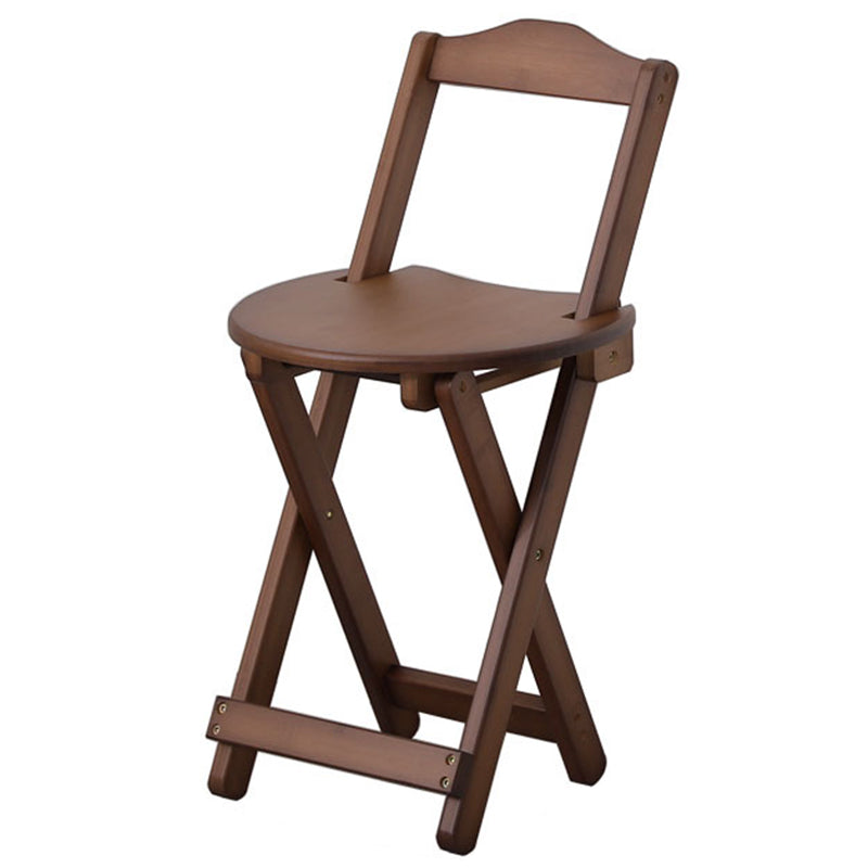 Solid Wood Dining Stools Contemporary Folding Bar Stools with Footrest Brown 1 Piece Short Stool(18"H) Clearhalo 'Bar Furniture' 'Bar Stools' 'bar_stools' 'furn' 'furn_bar_stools' 'Furniture' 'Kitchen & Dining Furniture' 6768101