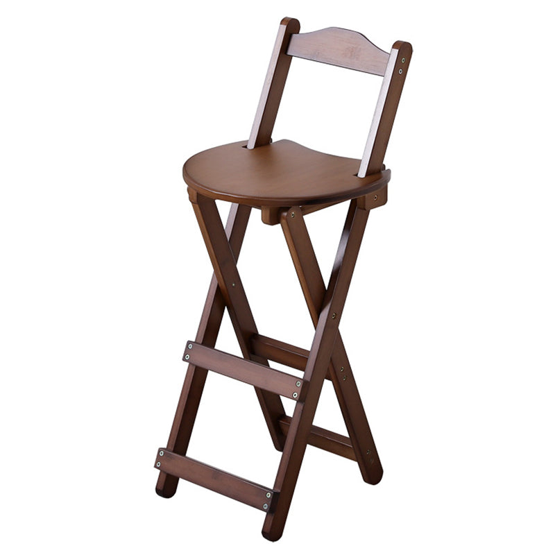 Solid Wood Dining Stools Contemporary Folding Bar Stools with Footrest Brown 1 Piece Counter Stool (24"H) Clearhalo 'Bar Furniture' 'Bar Stools' 'bar_stools' 'furn' 'furn_bar_stools' 'Furniture' 'Kitchen & Dining Furniture' 6768102