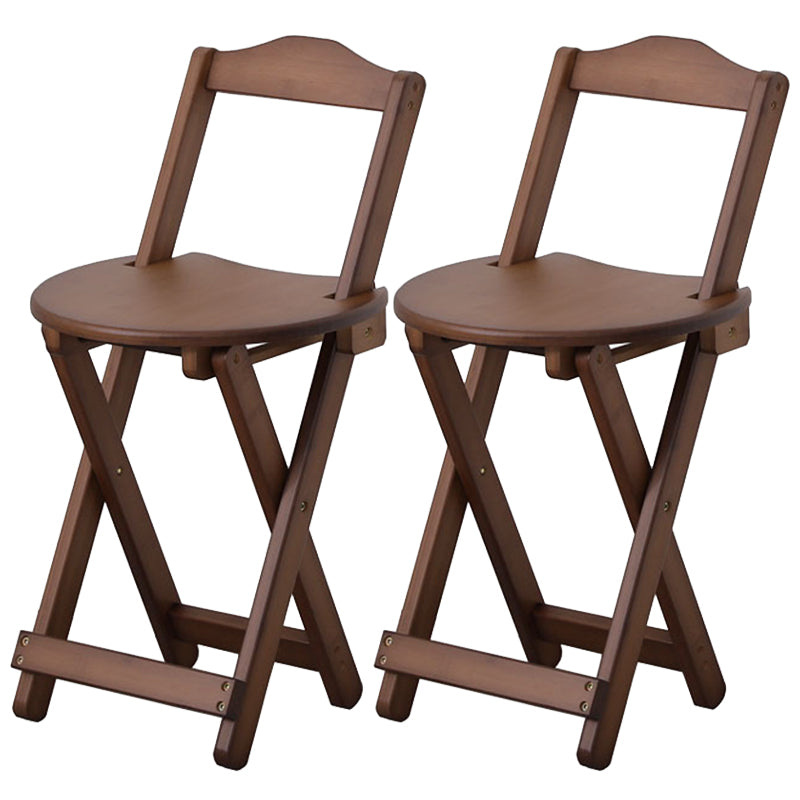 Solid Wood Dining Stools Contemporary Folding Bar Stools with Footrest Brown 2 Piece Set Short Stool(18"H) Clearhalo 'Bar Furniture' 'Bar Stools' 'bar_stools' 'furn' 'furn_bar_stools' 'Furniture' 'Kitchen & Dining Furniture' 6768104