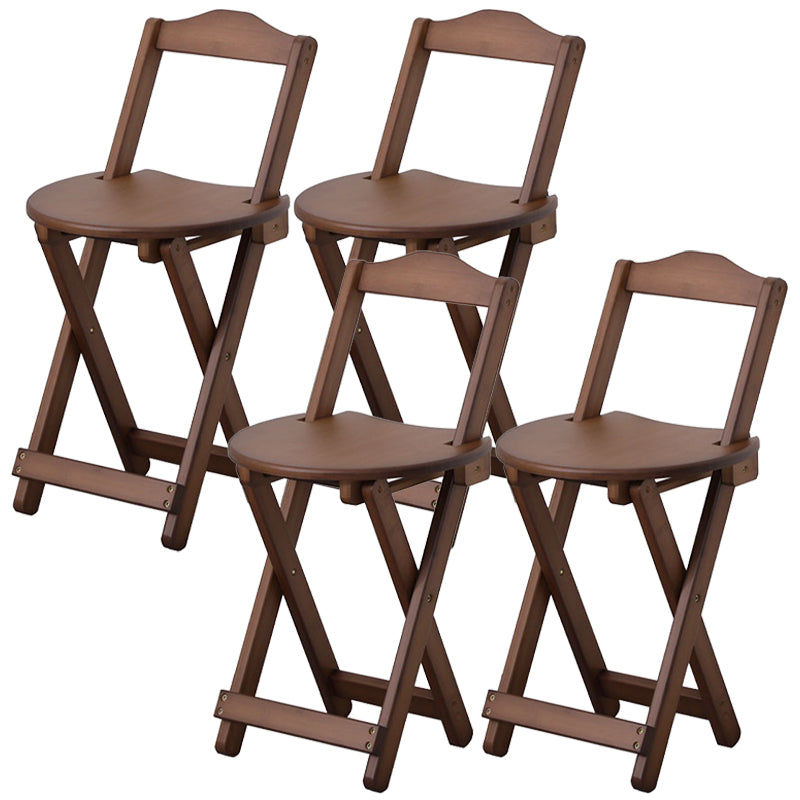 Solid Wood Dining Stools Contemporary Folding Bar Stools with Footrest Brown 4 Piece Set Short Stool(18"H) Clearhalo 'Bar Furniture' 'Bar Stools' 'bar_stools' 'furn' 'furn_bar_stools' 'Furniture' 'Kitchen & Dining Furniture' 6768106