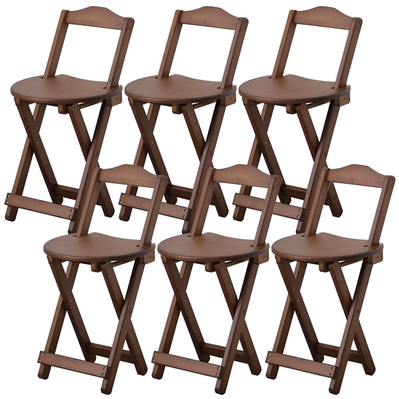 Solid Wood Dining Stools Contemporary Folding Bar Stools with Footrest Brown 6 Piece Set Short Stool(18"H) Clearhalo 'Bar Furniture' 'Bar Stools' 'bar_stools' 'furn' 'furn_bar_stools' 'Furniture' 'Kitchen & Dining Furniture' 6768108