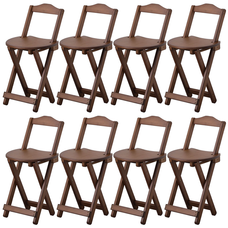Solid Wood Dining Stools Contemporary Folding Bar Stools with Footrest Brown 8 Piece Set Short Stool(18"H) Clearhalo 'Bar Furniture' 'Bar Stools' 'bar_stools' 'furn' 'furn_bar_stools' 'Furniture' 'Kitchen & Dining Furniture' 6768110