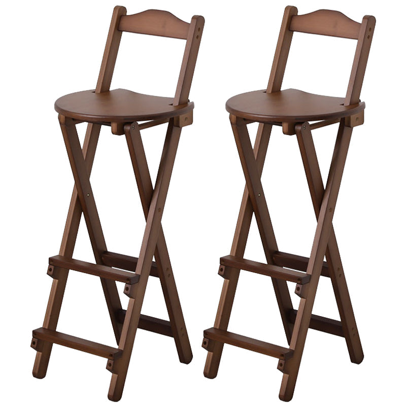 Solid Wood Dining Stools Contemporary Folding Bar Stools with Footrest Brown 2 Piece Set Bar Stool(29"H) Clearhalo 'Bar Furniture' 'Bar Stools' 'bar_stools' 'furn' 'furn_bar_stools' 'Furniture' 'Kitchen & Dining Furniture' 6768112