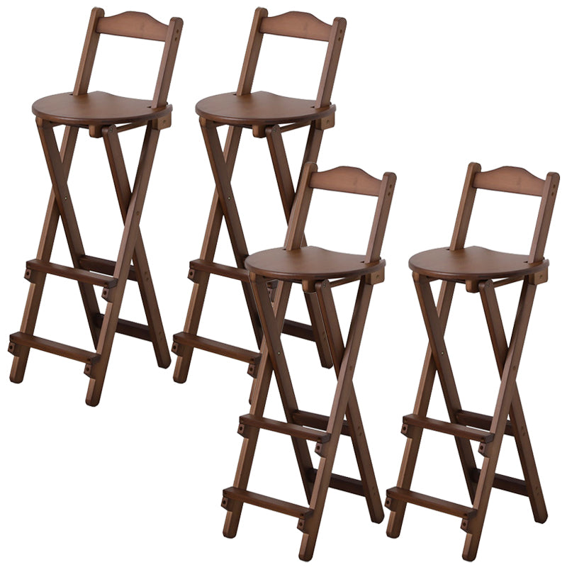 Solid Wood Dining Stools Contemporary Folding Bar Stools with Footrest Brown 4 Piece Set Bar Stool(29"H) Clearhalo 'Bar Furniture' 'Bar Stools' 'bar_stools' 'furn' 'furn_bar_stools' 'Furniture' 'Kitchen & Dining Furniture' 6768113