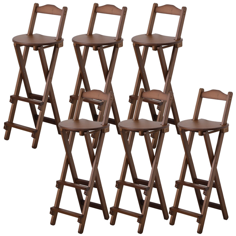 Solid Wood Dining Stools Contemporary Folding Bar Stools with Footrest Brown 6 Piece Set Bar Stool(29"H) Clearhalo 'Bar Furniture' 'Bar Stools' 'bar_stools' 'furn' 'furn_bar_stools' 'Furniture' 'Kitchen & Dining Furniture' 6768114