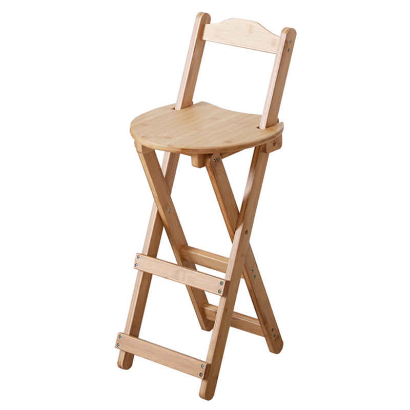Solid Wood Dining Stools Contemporary Folding Bar Stools with Footrest Natural 1 Piece Counter Stool (24"H) Clearhalo 'Bar Furniture' 'Bar Stools' 'bar_stools' 'furn' 'furn_bar_stools' 'Furniture' 'Kitchen & Dining Furniture' 6768116