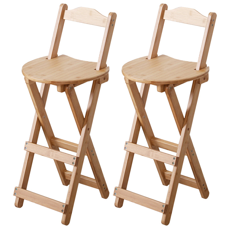 Solid Wood Dining Stools Contemporary Folding Bar Stools with Footrest Natural 2 Piece Set Counter Stool (24"H) Clearhalo 'Bar Furniture' 'Bar Stools' 'bar_stools' 'furn' 'furn_bar_stools' 'Furniture' 'Kitchen & Dining Furniture' 6768117