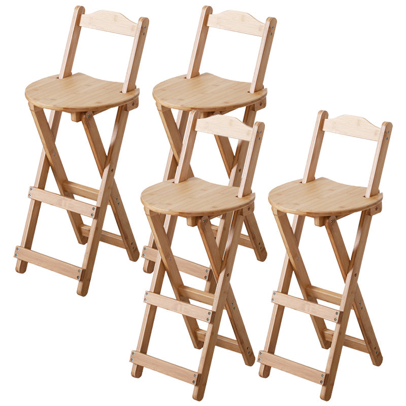 Solid Wood Dining Stools Contemporary Folding Bar Stools with Footrest Natural 4 Piece Set Counter Stool (24"H) Clearhalo 'Bar Furniture' 'Bar Stools' 'bar_stools' 'furn' 'furn_bar_stools' 'Furniture' 'Kitchen & Dining Furniture' 6768118