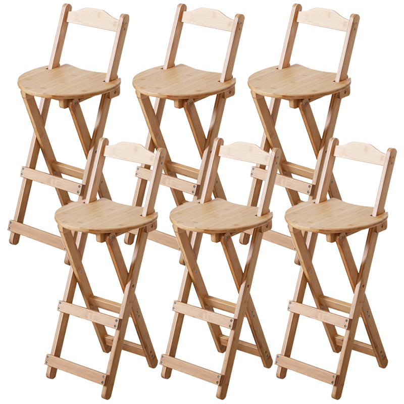 Solid Wood Dining Stools Contemporary Folding Bar Stools with Footrest Natural 6 Piece Set Counter Stool (24"H) Clearhalo 'Bar Furniture' 'Bar Stools' 'bar_stools' 'furn' 'furn_bar_stools' 'Furniture' 'Kitchen & Dining Furniture' 6768119