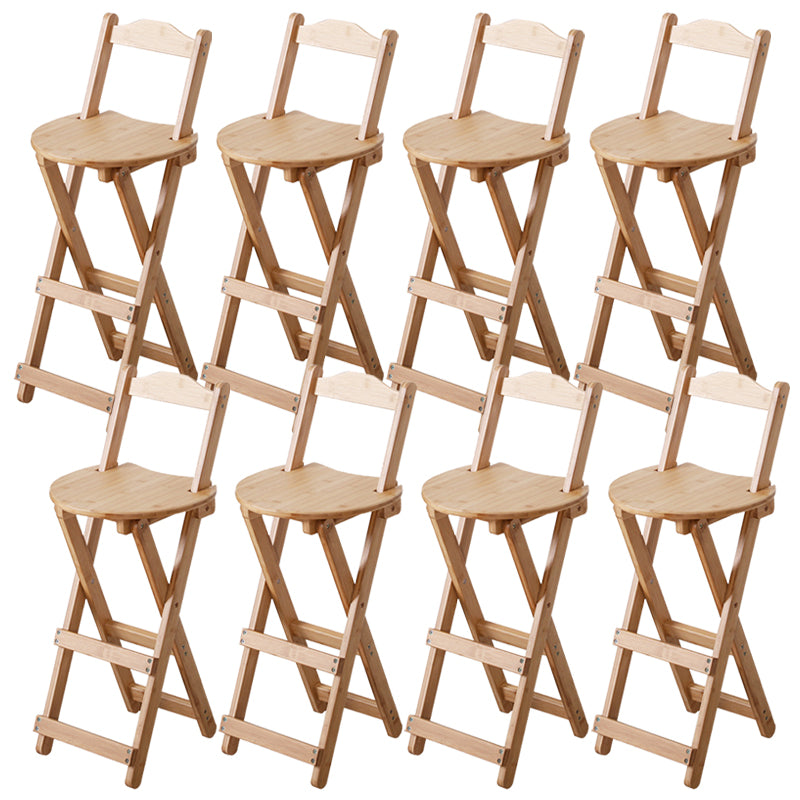 Solid Wood Dining Stools Contemporary Folding Bar Stools with Footrest Natural 8 Piece Set Counter Stool (24"H) Clearhalo 'Bar Furniture' 'Bar Stools' 'bar_stools' 'furn' 'furn_bar_stools' 'Furniture' 'Kitchen & Dining Furniture' 6768120