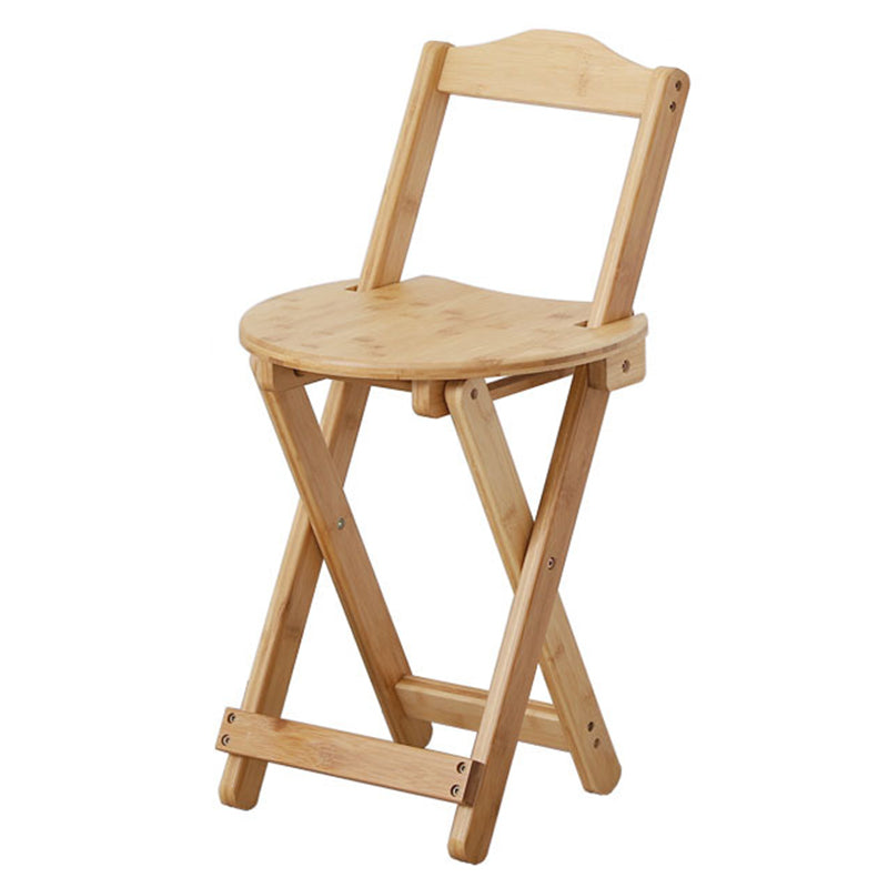 Solid Wood Dining Stools Contemporary Folding Bar Stools with Footrest Natural 1 Piece Short Stool(18"H) Clearhalo 'Bar Furniture' 'Bar Stools' 'bar_stools' 'furn' 'furn_bar_stools' 'Furniture' 'Kitchen & Dining Furniture' 6768121