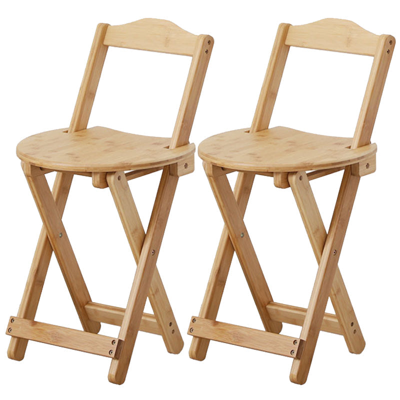 Solid Wood Dining Stools Contemporary Folding Bar Stools with Footrest Natural 2 Piece Set Short Stool(18"H) Clearhalo 'Bar Furniture' 'Bar Stools' 'bar_stools' 'furn' 'furn_bar_stools' 'Furniture' 'Kitchen & Dining Furniture' 6768122
