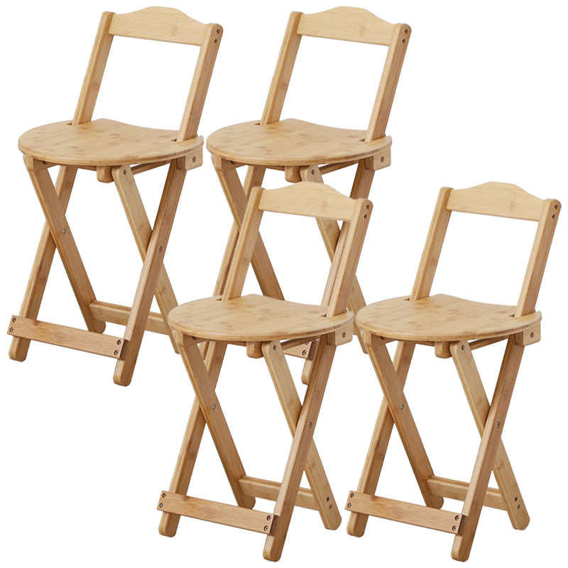 Solid Wood Dining Stools Contemporary Folding Bar Stools with Footrest Natural 4 Piece Set Short Stool(18"H) Clearhalo 'Bar Furniture' 'Bar Stools' 'bar_stools' 'furn' 'furn_bar_stools' 'Furniture' 'Kitchen & Dining Furniture' 6768123