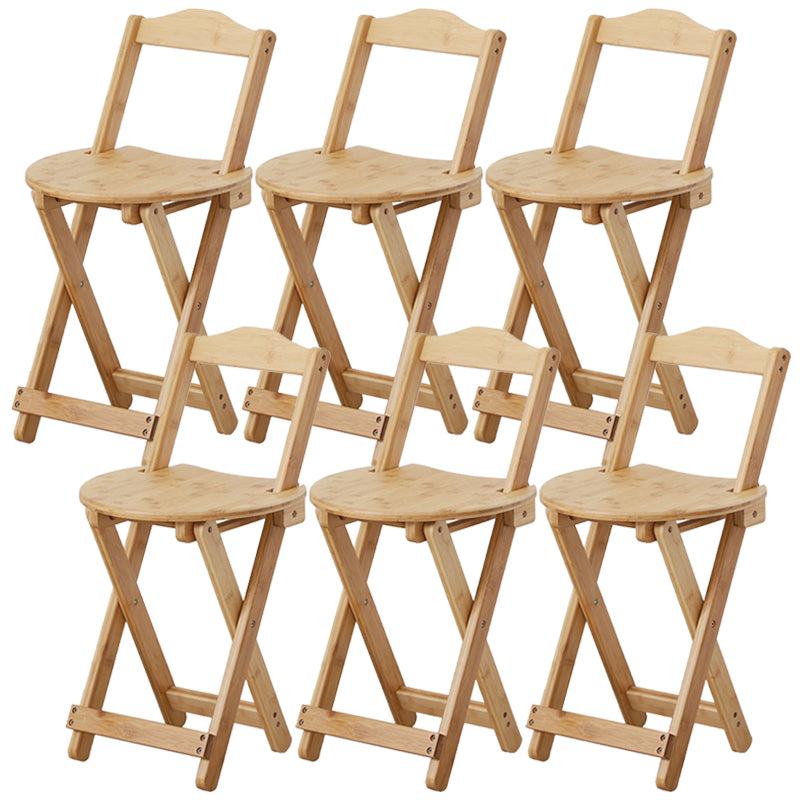 Solid Wood Dining Stools Contemporary Folding Bar Stools with Footrest Natural 6 Piece Set Short Stool(18"H) Clearhalo 'Bar Furniture' 'Bar Stools' 'bar_stools' 'furn' 'furn_bar_stools' 'Furniture' 'Kitchen & Dining Furniture' 6768124
