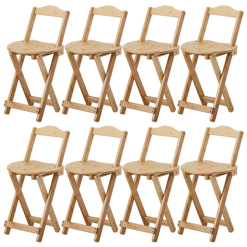 Solid Wood Dining Stools Contemporary Folding Bar Stools with Footrest Natural 8 Piece Set Short Stool(18"H) Clearhalo 'Bar Furniture' 'Bar Stools' 'bar_stools' 'furn' 'furn_bar_stools' 'Furniture' 'Kitchen & Dining Furniture' 6768125