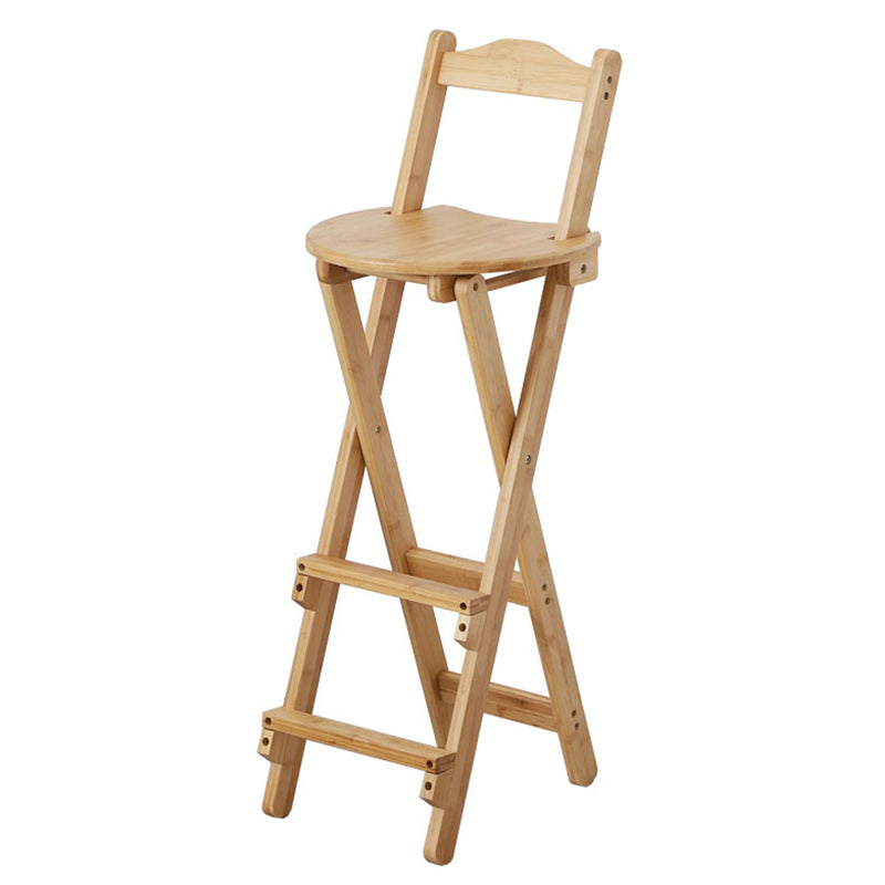 Solid Wood Dining Stools Contemporary Folding Bar Stools with Footrest Natural 1 Piece Bar Stool(29"H) Clearhalo 'Bar Furniture' 'Bar Stools' 'bar_stools' 'furn' 'furn_bar_stools' 'Furniture' 'Kitchen & Dining Furniture' 6768126