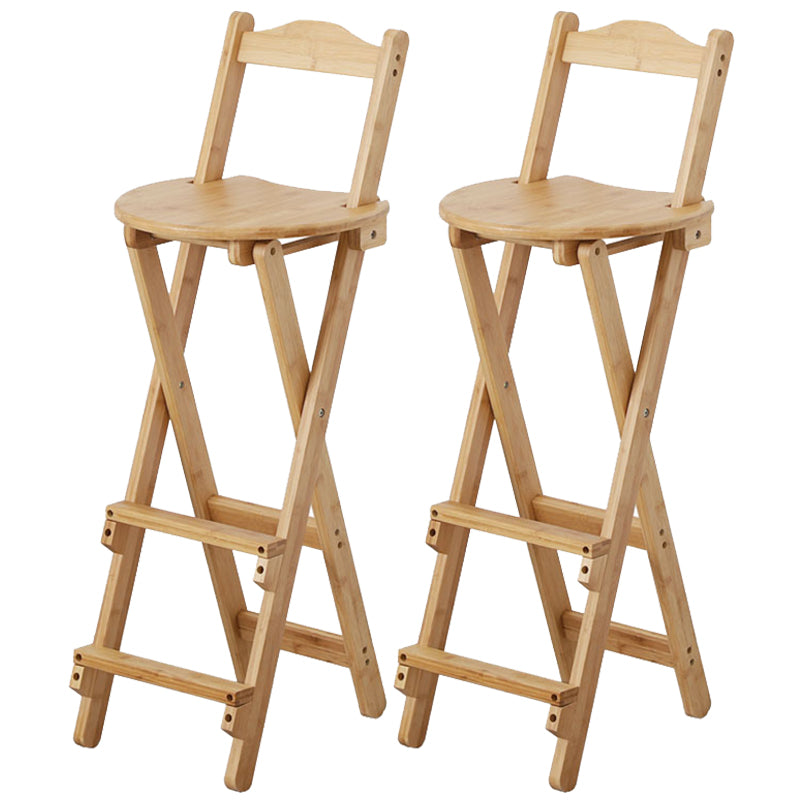 Solid Wood Dining Stools Contemporary Folding Bar Stools with Footrest Natural 2 Piece Set Bar Stool(29"H) Clearhalo 'Bar Furniture' 'Bar Stools' 'bar_stools' 'furn' 'furn_bar_stools' 'Furniture' 'Kitchen & Dining Furniture' 6768127