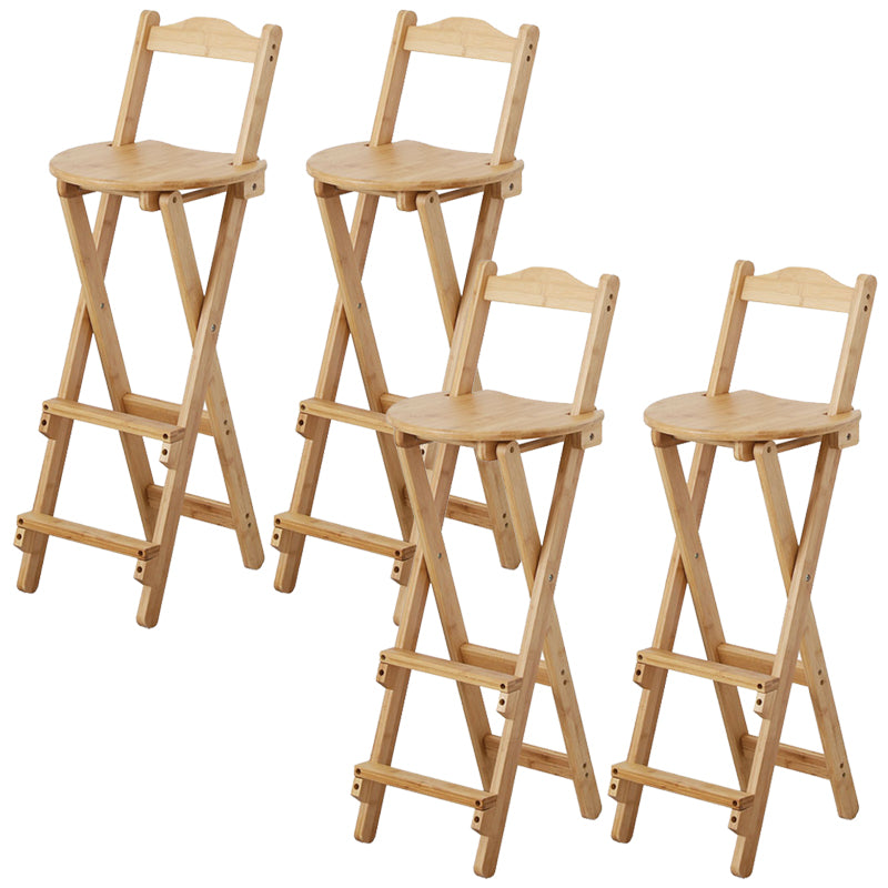Solid Wood Dining Stools Contemporary Folding Bar Stools with Footrest Natural 4 Piece Set Bar Stool(29"H) Clearhalo 'Bar Furniture' 'Bar Stools' 'bar_stools' 'furn' 'furn_bar_stools' 'Furniture' 'Kitchen & Dining Furniture' 6768128