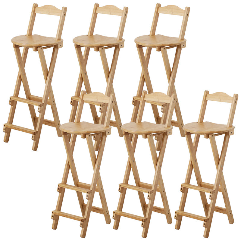 Solid Wood Dining Stools Contemporary Folding Bar Stools with Footrest Natural 6 Piece Set Bar Stool(29"H) Clearhalo 'Bar Furniture' 'Bar Stools' 'bar_stools' 'furn' 'furn_bar_stools' 'Furniture' 'Kitchen & Dining Furniture' 6768129