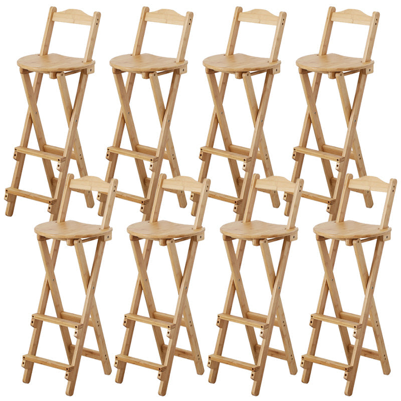 Solid Wood Dining Stools Contemporary Folding Bar Stools with Footrest Natural 8 Piece Set Bar Stool(29"H) Clearhalo 'Bar Furniture' 'Bar Stools' 'bar_stools' 'furn' 'furn_bar_stools' 'Furniture' 'Kitchen & Dining Furniture' 6768130