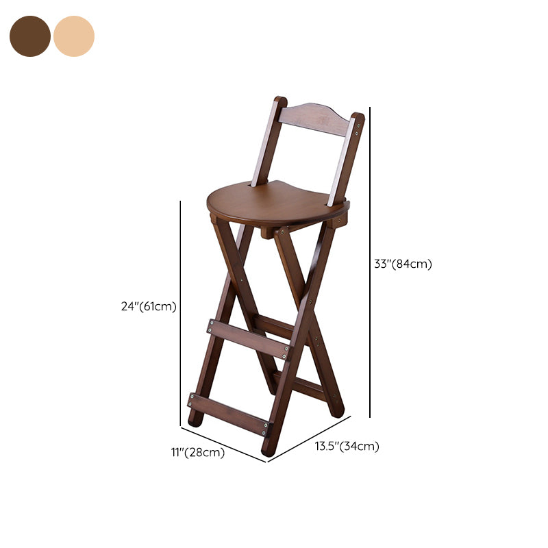 Solid Wood Dining Stools Contemporary Folding Bar Stools with Footrest Clearhalo 'Bar Furniture' 'Bar Stools' 'bar_stools' 'furn' 'furn_bar_stools' 'Furniture' 'Kitchen & Dining Furniture' 6768132