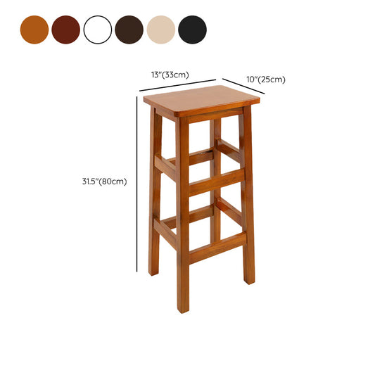 Solid Wood Bar Stool Footrest Armless Counter Stool for Dining Room