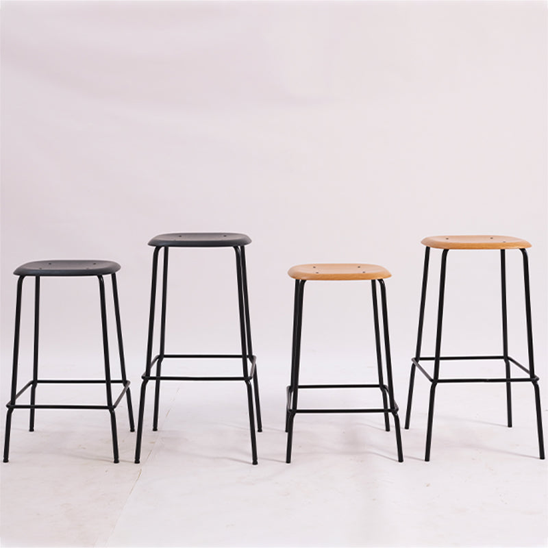 Solid Wood Counter & Bar Stools Modern Indoor Stools with Metal Base