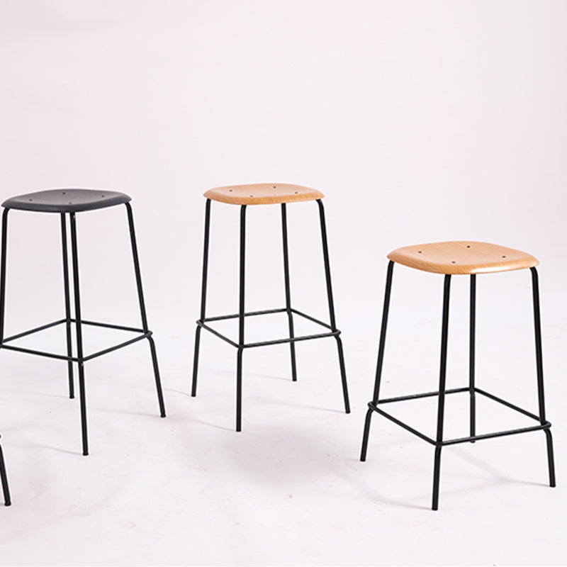 Solid Wood Counter & Bar Stools Modern Indoor Stools with Metal Base