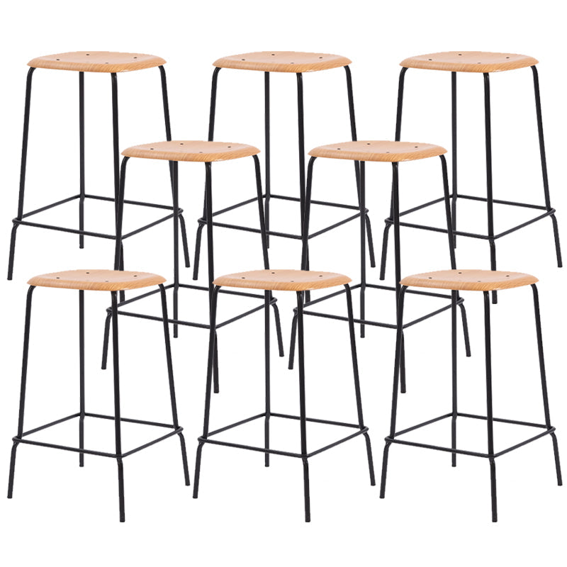 Solid Wood Counter & Bar Stools Modern Indoor Stools with Metal Base