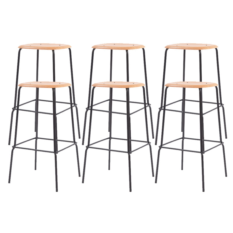 Solid Wood Counter & Bar Stools Modern Indoor Stools with Metal Base