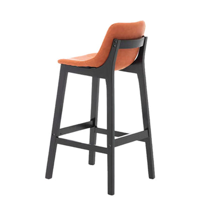 Industrial Faux Leather Bar Stools Indoor Solid Back Stools with Wooden Frame
