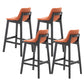 Industrial Faux Leather Bar Stools Indoor Solid Back Stools with Wooden Frame