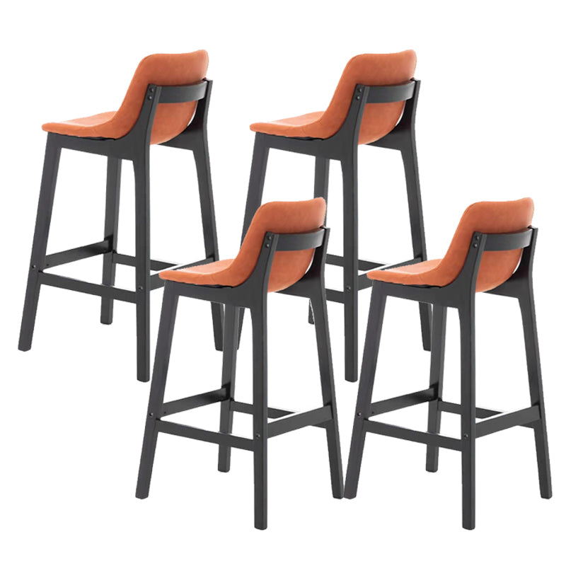 Industrial Faux Leather Bar Stools Indoor Solid Back Stools with Wooden Frame