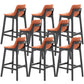 Industrial Faux Leather Bar Stools Indoor Solid Back Stools with Wooden Frame