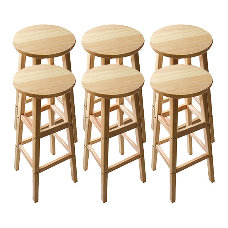 Light Wood Finish Counter & Bar Stools Modern Indoor Stools with 4 Legs 6 Piece Set Bar Stool(31"H) Clearhalo 'Bar Furniture' 'Bar Stools' 'bar_stools' 'furn' 'furn_bar_stools' 'Furniture' 'Kitchen & Dining Furniture' 6768339
