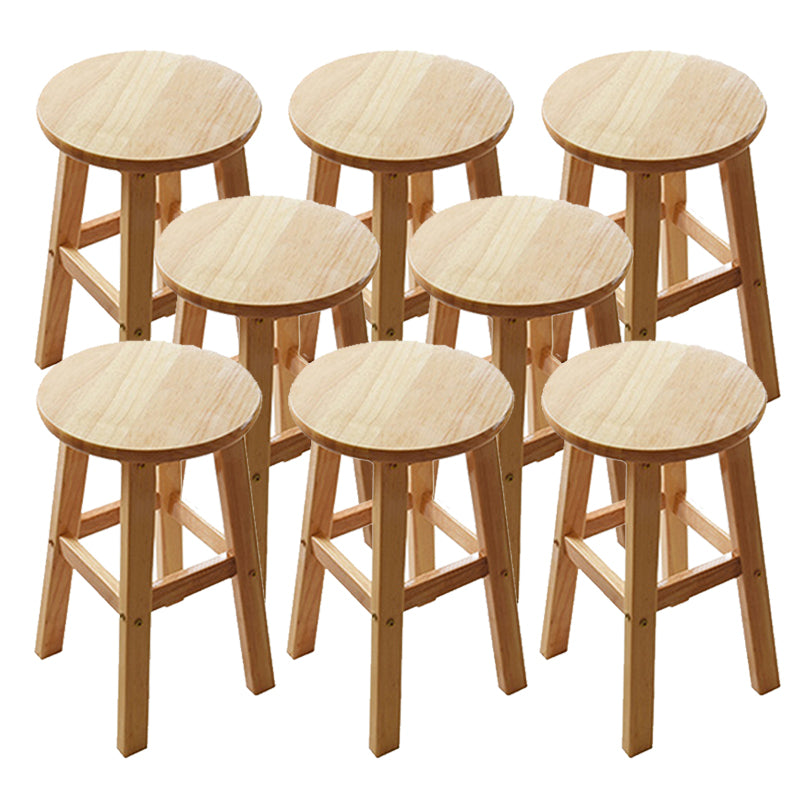 Light Wood Finish Counter & Bar Stools Modern Indoor Stools with 4 Legs 8 Piece Set Short Stool(20"H) Clearhalo 'Bar Furniture' 'Bar Stools' 'bar_stools' 'furn' 'furn_bar_stools' 'Furniture' 'Kitchen & Dining Furniture' 6768345