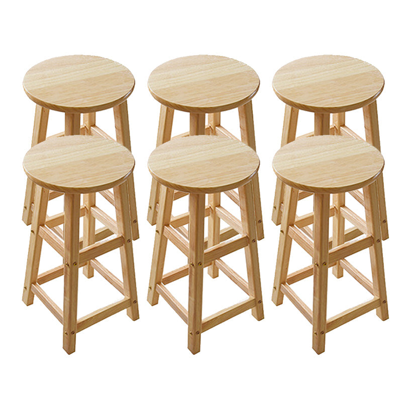 Light Wood Finish Counter & Bar Stools Modern Indoor Stools with 4 Legs 6 Piece Set Counter Stool (23.5"H) Clearhalo 'Bar Furniture' 'Bar Stools' 'bar_stools' 'furn' 'furn_bar_stools' 'Furniture' 'Kitchen & Dining Furniture' 6768349