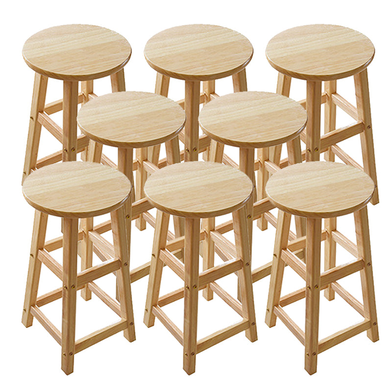 Light Wood Finish Counter & Bar Stools Modern Indoor Stools with 4 Legs 8 Piece Set Counter Stool (23.5"H) Clearhalo 'Bar Furniture' 'Bar Stools' 'bar_stools' 'furn' 'furn_bar_stools' 'Furniture' 'Kitchen & Dining Furniture' 6768350