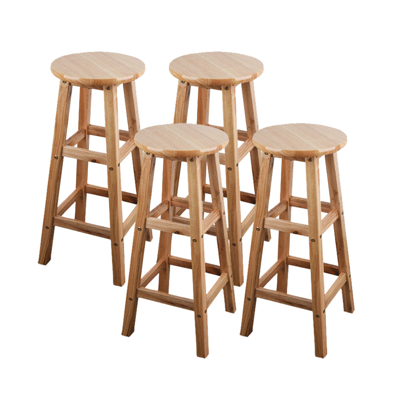 Light Wood Finish Counter & Bar Stools Modern Indoor Stools with 4 Legs 4 Piece Set Extra Tall Stool(35"H) Clearhalo 'Bar Furniture' 'Bar Stools' 'bar_stools' 'furn' 'furn_bar_stools' 'Furniture' 'Kitchen & Dining Furniture' 6768353