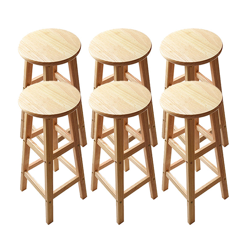 Light Wood Finish Counter & Bar Stools Modern Indoor Stools with 4 Legs 6 Piece Set Bar Stool(28"H) Clearhalo 'Bar Furniture' 'Bar Stools' 'bar_stools' 'furn' 'furn_bar_stools' 'Furniture' 'Kitchen & Dining Furniture' 6768359